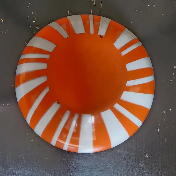 Mid Century Modern Catherineholm Orange and White Zebra Striped Enamelware Bowl - Picture 5 of 7